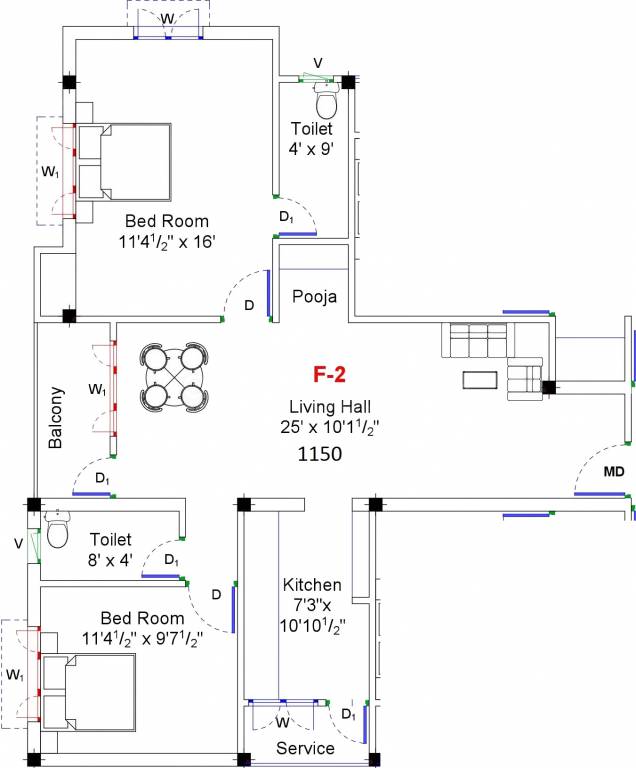 GK Sri Sai Baba (2BHK+2T (1,150 sq ft) + Pooja Room 1150 sq ft)