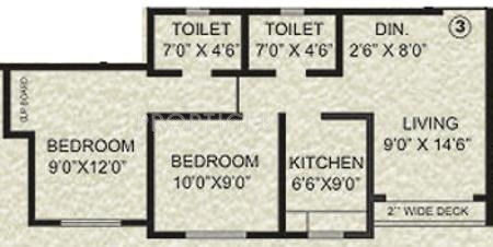 Agarwal Krish Garden (2BHK+2T (810 sq ft) 810 sq ft)