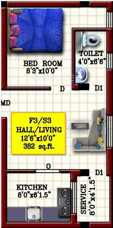 MS Brisa (1BHK+1T (382 sq ft) 382 sq ft)