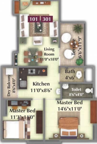 Nimhan Grace Residency (2BHK+1T (940 sq ft) 940 sq ft)