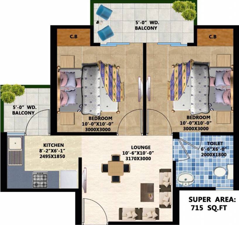 Sikka Kanak Greens (2BHK+1T (715 sq ft) 715 sq ft) Sikka Kanak Greens (2BHK+1T (715 sq ft) 715 sq ft)