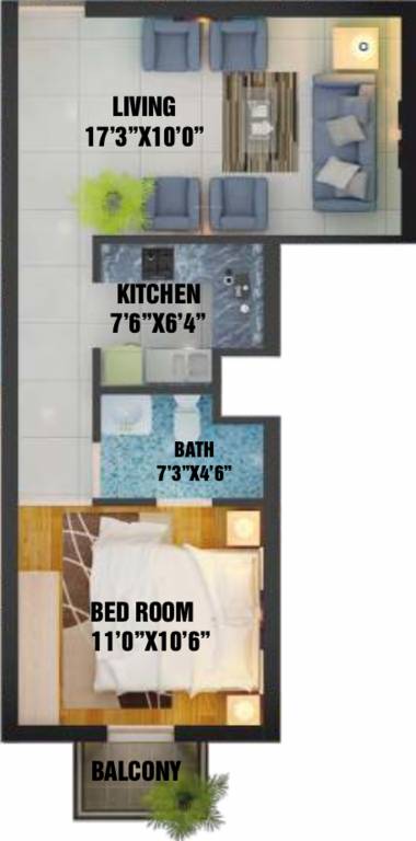 Nimi Symbolic Homes (1BHK+1T (611 sq ft) 611 sq ft)