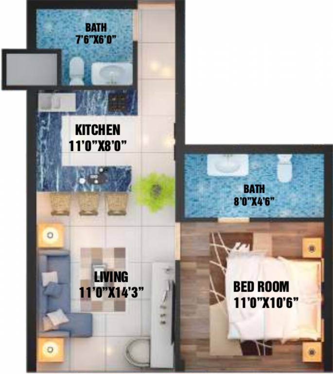 Nimi Symbolic Homes (1BHK+2T (677 sq ft) 677 sq ft)