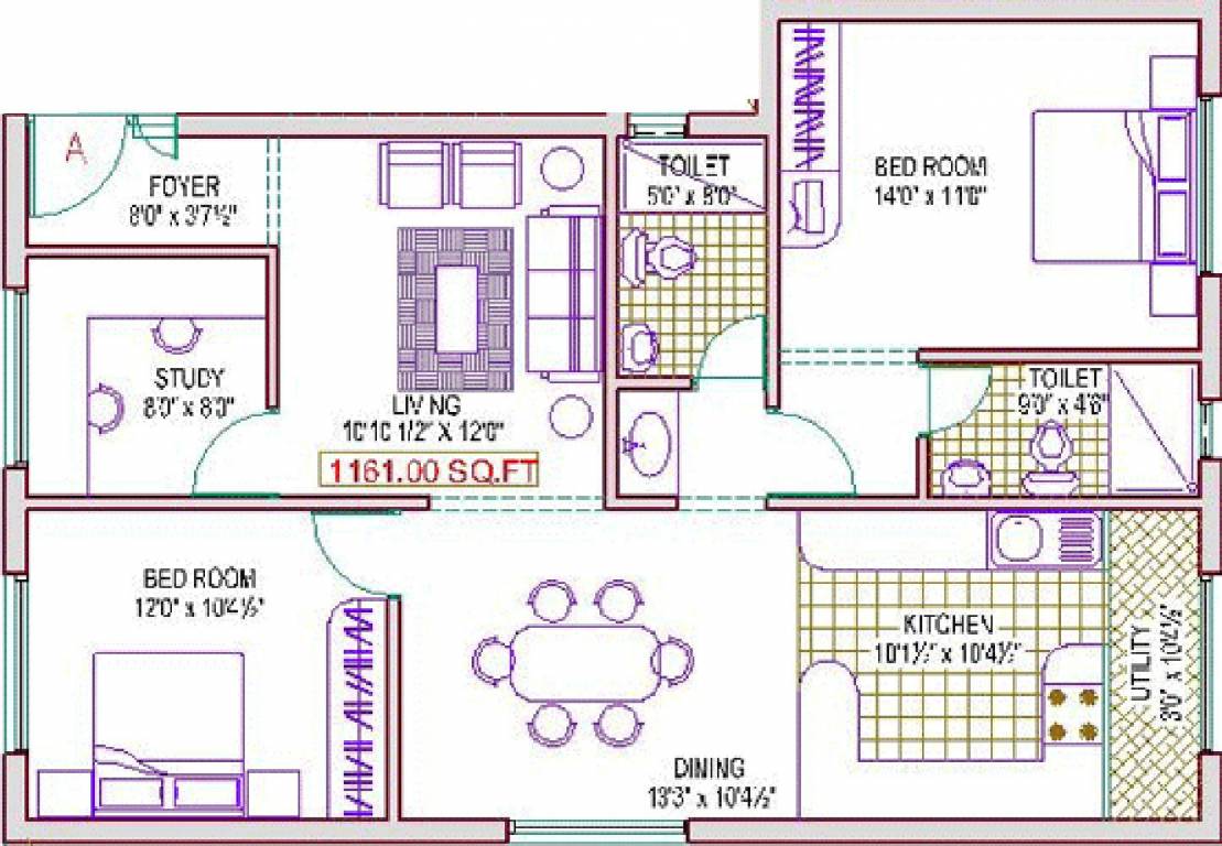 Subiksha Vignesh Villa (2BHK+2T (1,161 sq ft) + Study Room 1161 sq ft)