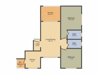 Prakash Royal Meadows (2BHK+2T (975 sq ft) 975 sq ft)