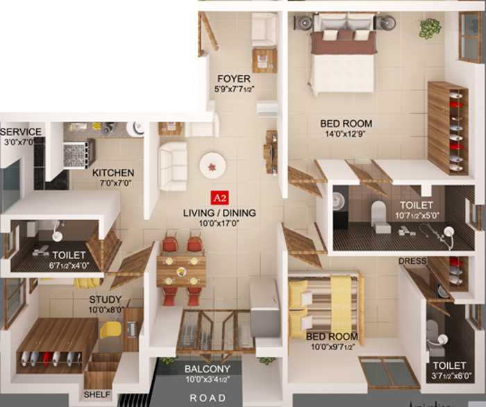 Acacia Shenbagam (2BHK+3T (1,220 sq ft) + Study Room 1220 sq ft) Acacia Shenbagam (2BHK+3T (1,220 sq ft) + Study Room 1220 sq ft)