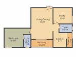 Acacia Shenbagam (1BHK+2T (820 sq ft) + Study Room 820 sq ft)