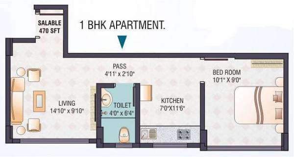 Nirman Sanskruti (1BHK+1T (470 sq ft) 470 sq ft)
