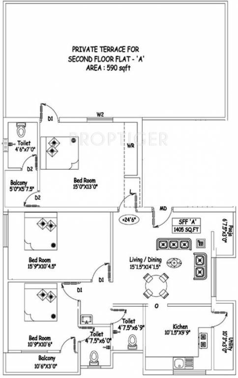 VJS Kumaran Laksshyaa (3BHK+3T (1,405 sq ft) Pooja Room 1405 sq ft) VJS Kumaran Laksshyaa (3BHK+3T (1,405 sq ft) Pooja Room 1405 sq ft)