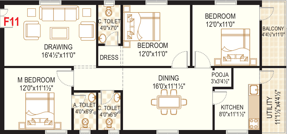 TNR Venkateshwara (3BHK+3T (1,530 sq ft) Pooja Room 1530 sq ft) TNR Venkateshwara (3BHK+3T (1,530 sq ft) Pooja Room 1530 sq ft)