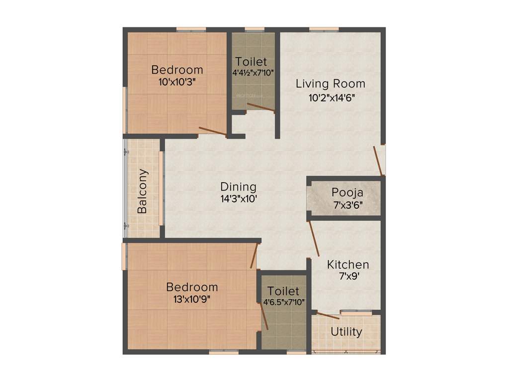 Trishala Luxor Apartments (2BHK+2T (1,089 sq ft) 1089 sq ft)