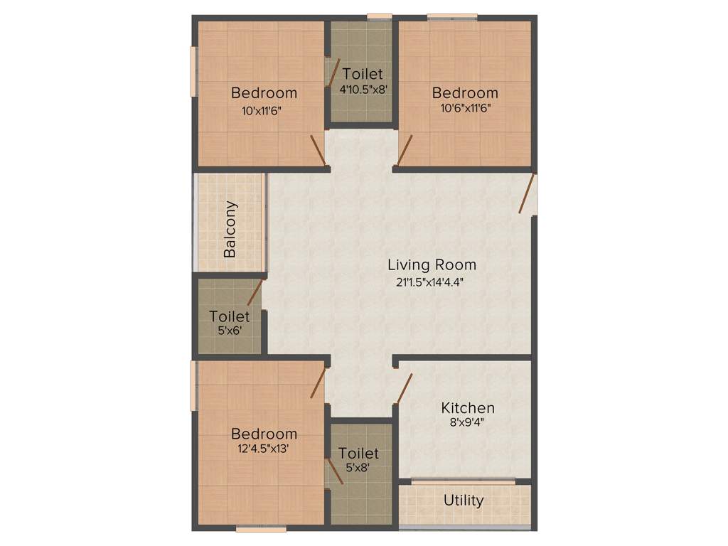 Trishala Luxor Apartments (3BHK+3T (1,384 sq ft) 1384 sq ft)