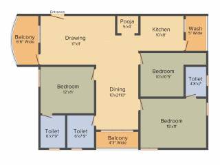 Trishala Saffron Sanathan (3BHK+3T (1,606 sq ft) + Pooja Room 1606 sq ft) Trishala Saffron Sanathan (3BHK+3T (1,606 sq ft) + Pooja Room 1606 sq ft)