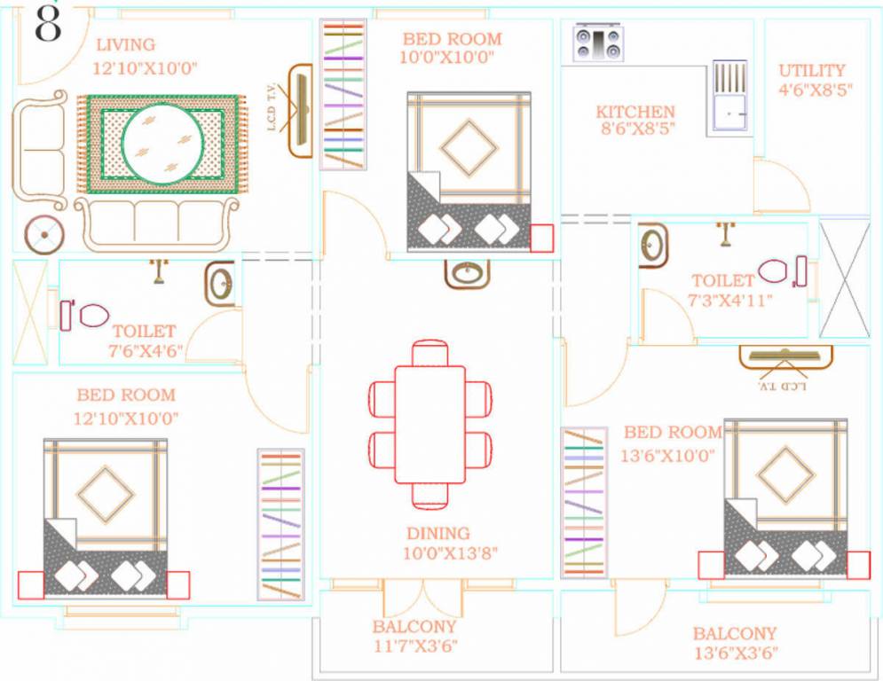 Bhanu Elegance (3BHK+2T (1,290 sq ft) 1290 sq ft)