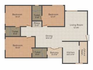 Samhita Sarovar (2BHK+2T (1,280 sq ft) 1280 sq ft)
