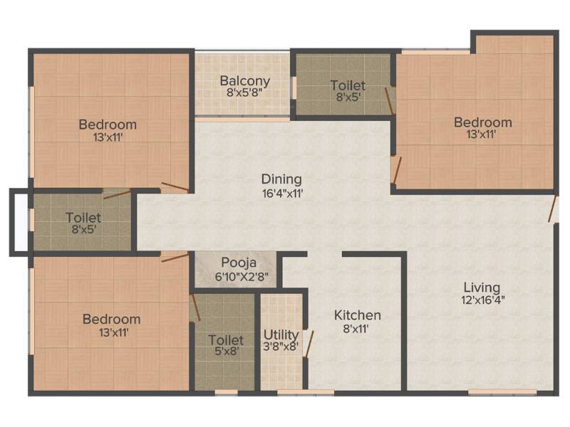 Samhita Sarovar (3BHK+3T (1,585 sq ft) 1585 sq ft)