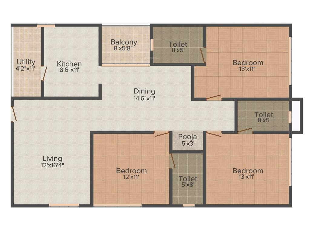 Samhita Sarovar (3BHK+3T (1,565 sq ft) 1565 sq ft)