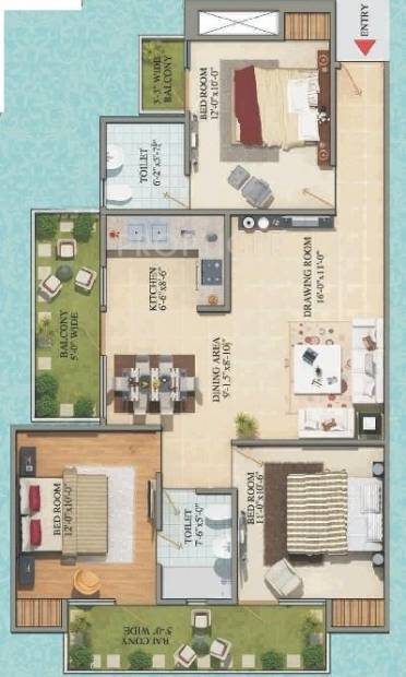 Dhanvarsha Laurel Next (3BHK+2T (1,540 sq ft) 1540 sq ft)