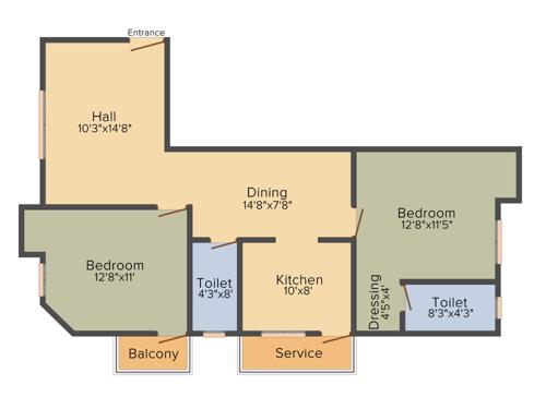 i5 Abinaya (2BHK+2T (1,090 sq ft) 1090 sq ft)