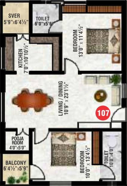 Mourya Palace (2BHK+2T (1,135 sq ft) + Pooja Room 1135 sq ft)