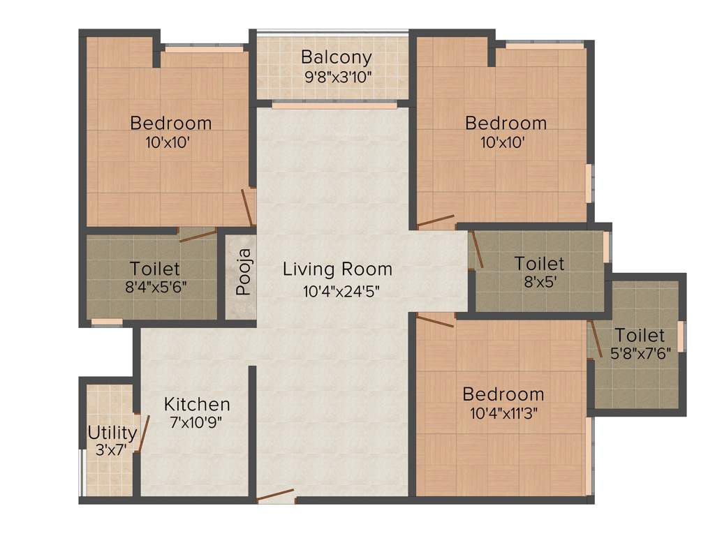 KG Good Fortune (3BHK+3T (1,210 sq ft)   Pooja Room 1210 sq ft)
