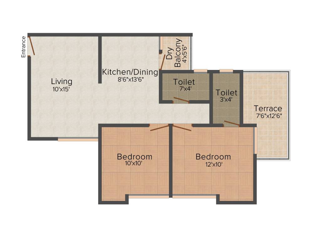 Vedant Kingston Elysia (2BHK+2T (895 sq ft) 895 sq ft)