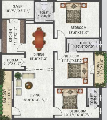 Mourya Somnath (3BHK+3T (1,710 sq ft) + Pooja Room 1710 sq ft)