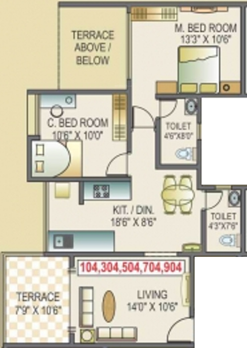 ACME Selene Apartment (2BHK+2T (984 sq ft) 984 sq ft)