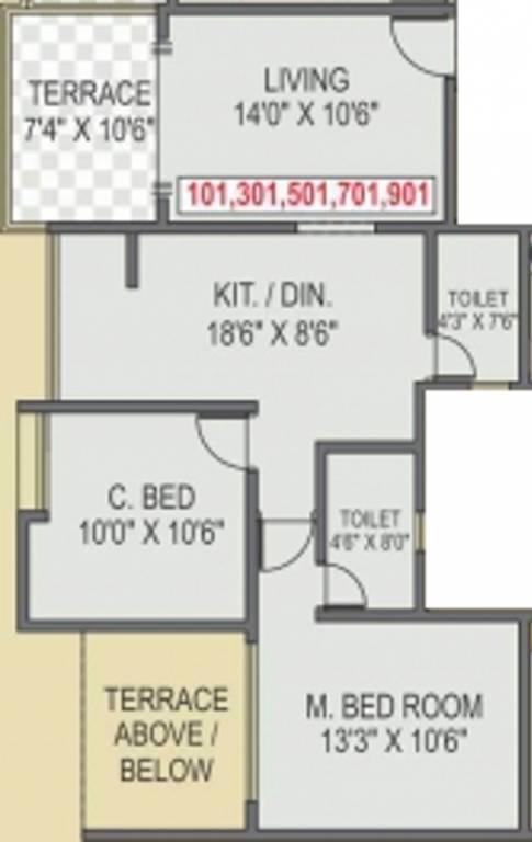 ACME Selene Apartment (2BHK+2T (975 sq ft) 975 sq ft)