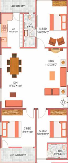 Sunrise One (3BHK+2T (1,518 sq ft) 1518 sq ft)