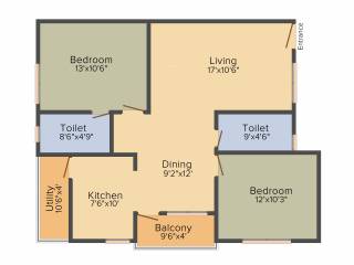 Star AR Splendor Park (2BHK+2T (1,107 sq ft) 1107 sq ft)