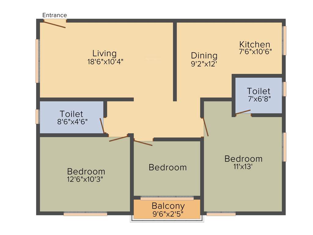 Star AR Splendor Park (3BHK+2T (1,166 sq ft) 1166 sq ft)