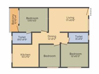 Star AR Splendor Park (3BHK+2T (1,176 sq ft) 1176 sq ft)