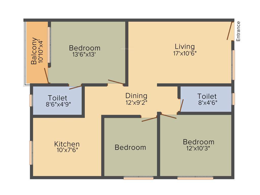 Star AR Splendor Park (3BHK+2T (1,176 sq ft) 1176 sq ft)