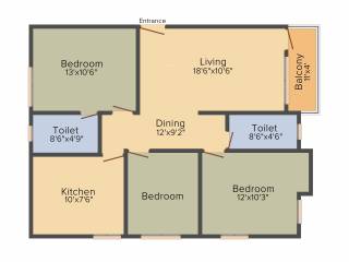 Star AR Splendor Park (3BHK+2T (1,213 sq ft) 1213 sq ft)