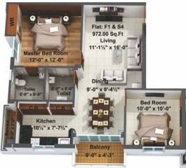 Sai Sai Sansthan (2BHK+2T (972 sq ft) 972 sq ft)