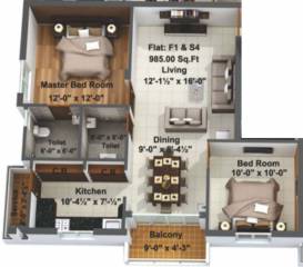 Sai Sai Sansthan (2BHK+2T (985 sq ft) 985 sq ft)