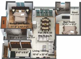 Sai Sai Sansthan (2BHK+2T (986 sq ft) + Pooja Room 986 sq ft)