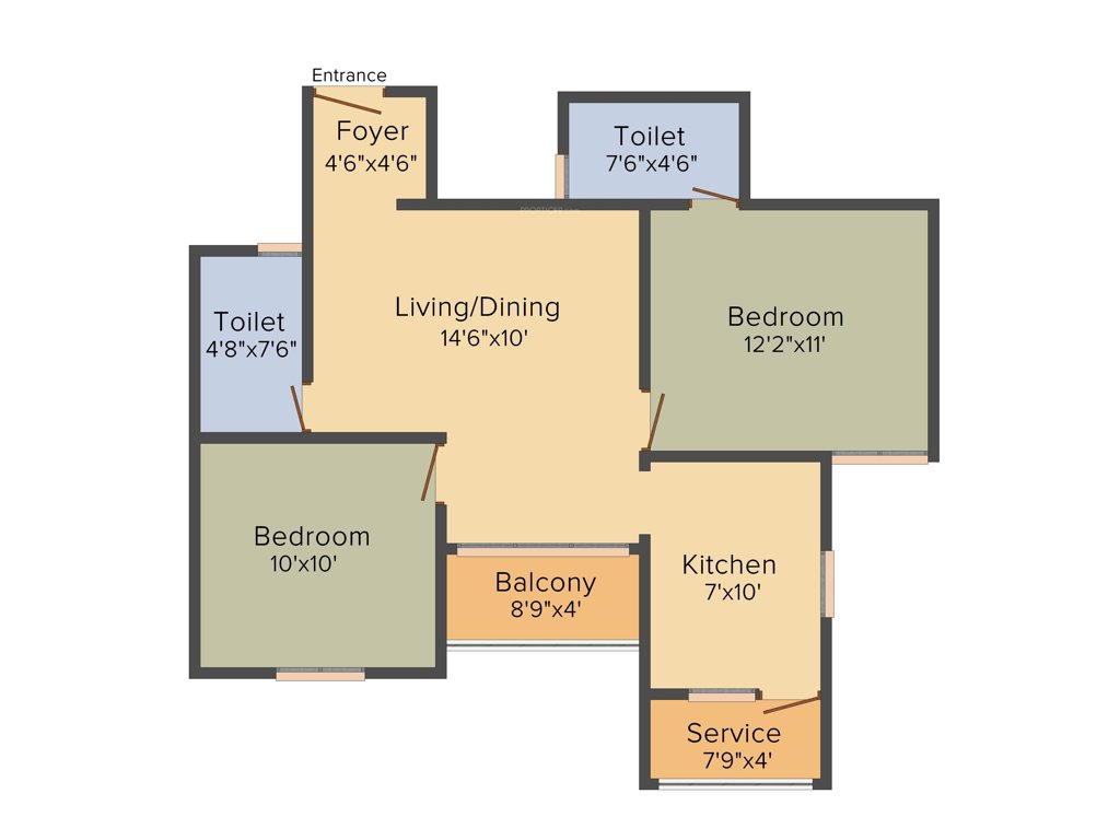 Optima Upgrade (2BHK+2T (950 sq ft) 950 sq ft)