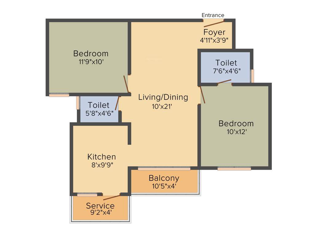 Optima Upgrade (2BHK+2T (970 sq ft) 970 sq ft)