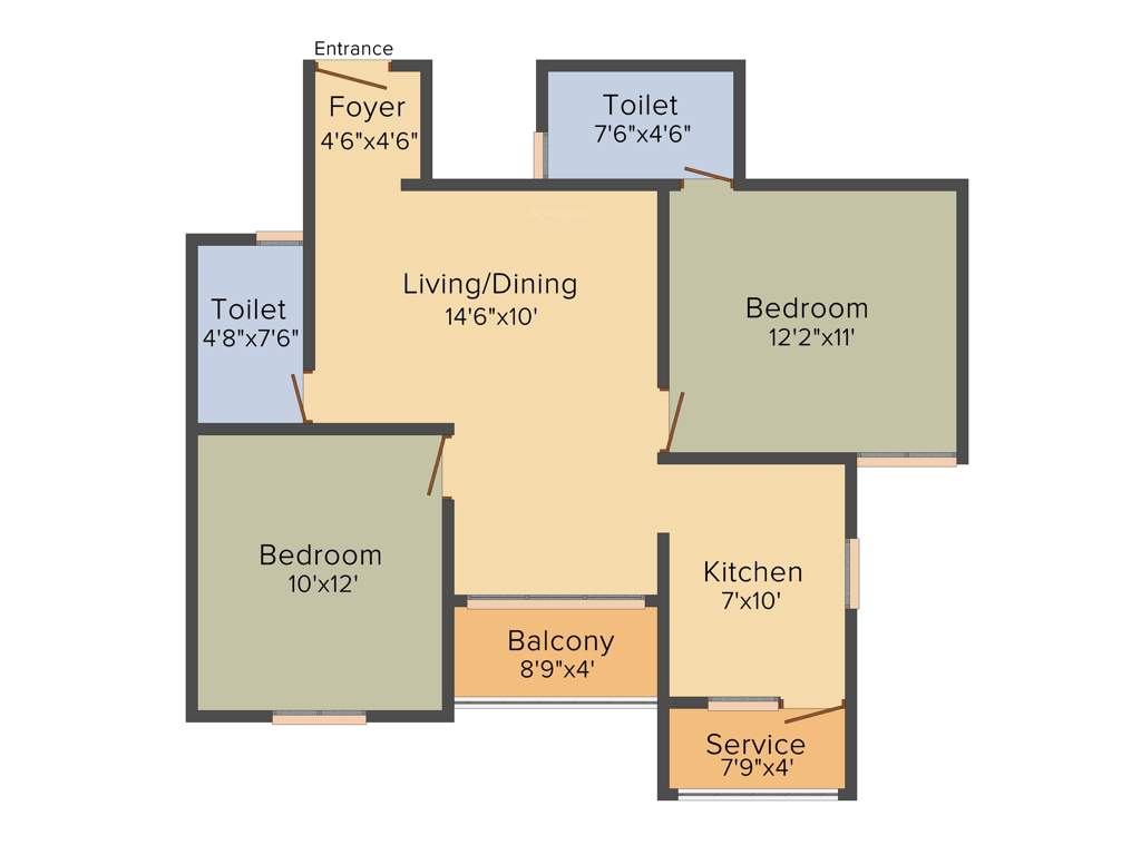 Optima Upgrade (2BHK+2T (1,000 sq ft) 1000 sq ft)