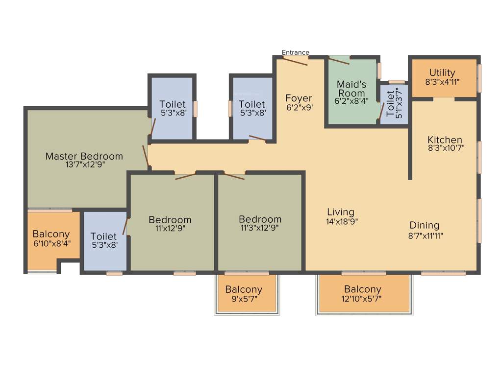 Bhandari Verve On The Curve (3BHK+3T (2,060 sq ft) + Servant Room 2060 sq ft)