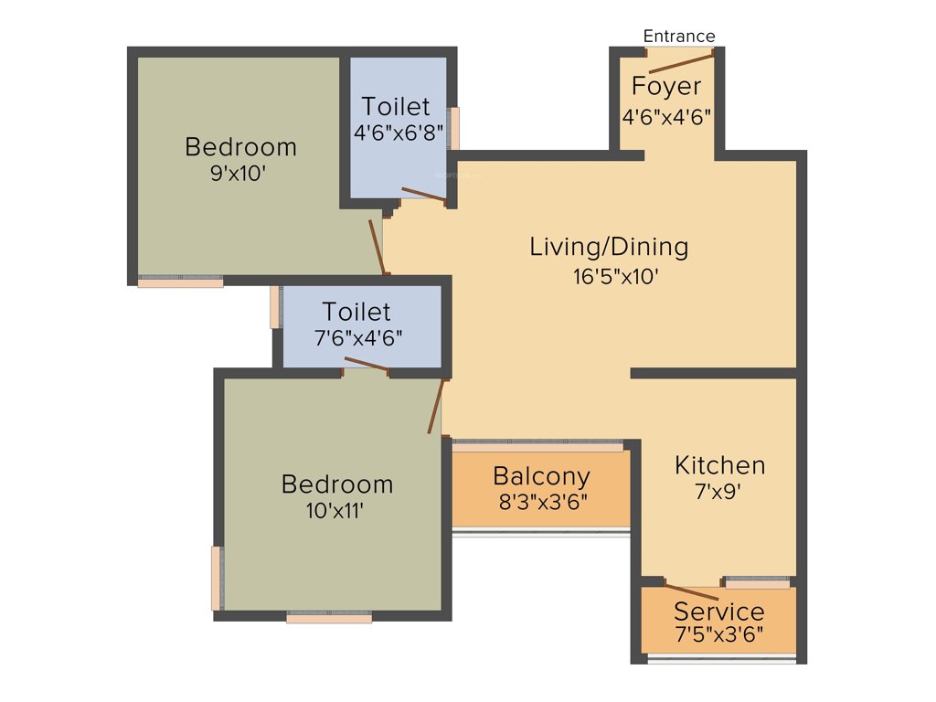 Optima Upgrade (2BHK+2T (905 sq ft) 905 sq ft)