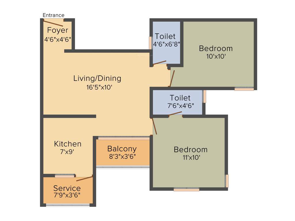 Optima Upgrade (2BHK+2T (925 sq ft) 925 sq ft)