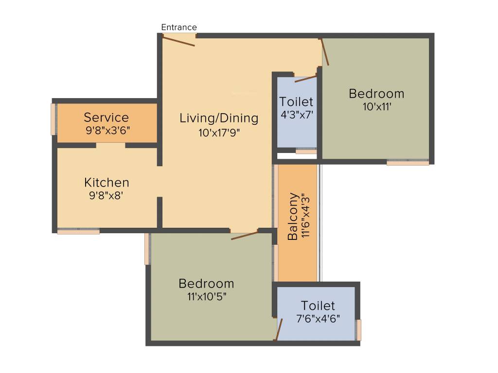 Optima Upgrade (2BHK+2T (930 sq ft) 930 sq ft)