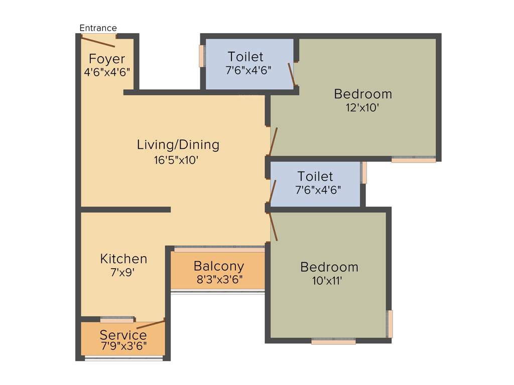 Optima Upgrade (2BHK+2T (955 sq ft) 955 sq ft)