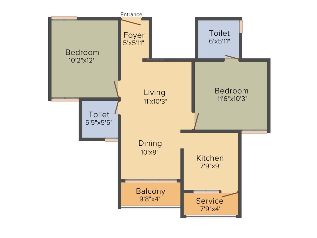 Optima Upgrade (2BHK+2T (965 sq ft) 965 sq ft)