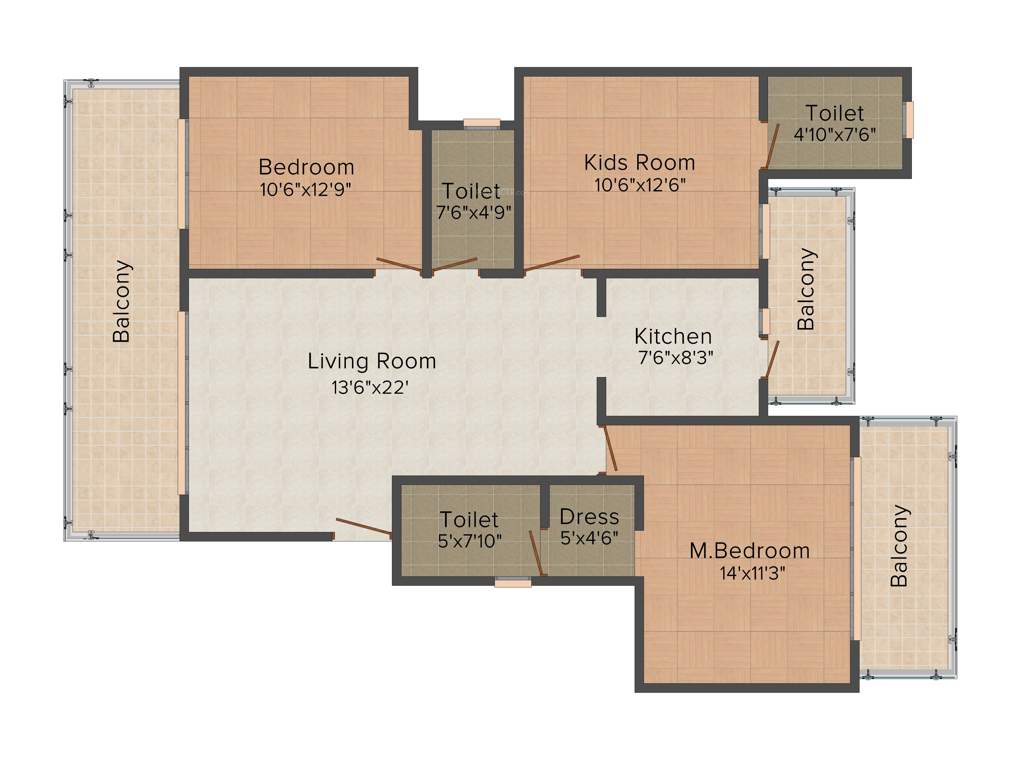 Lotus Woodview Residences (3BHK+3T (1,415 sq ft) 1415 sq ft)