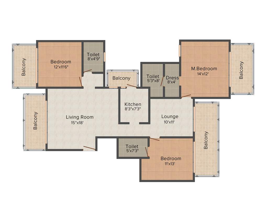 Lotus Woodview Residences (3BHK+3T (1,685 sq ft) 1685 sq ft)