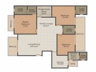 Lotus Woodview Residences (3BHK+3T (1,875 sq ft) + Study Room 1875 sq ft)